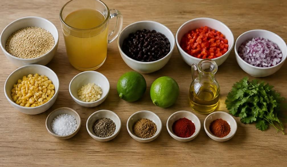 Peruanische Quinoa-Pfanne mit schwarzer Bohnen-Salsa – Zutaten