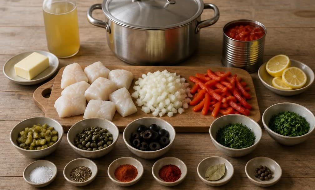 Fisch-Soljanka mit Kabeljau und Kapern – Zutaten