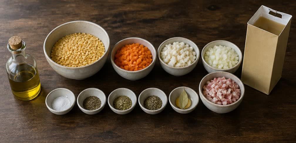 Skandinavische Gelberbsensuppe mit Speck – Zutaten