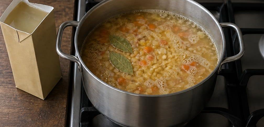Skandinavische Gelberbsensuppe mit Speck – Zubereitung Schritt für Schritt – Suppe aufsetzen