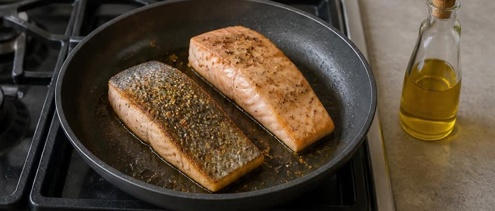 Krosses Lachsfilet auf rubinrotem Rote-Bete-Gemüse – Zubereitung Schritt für Schritt – Lachs braten