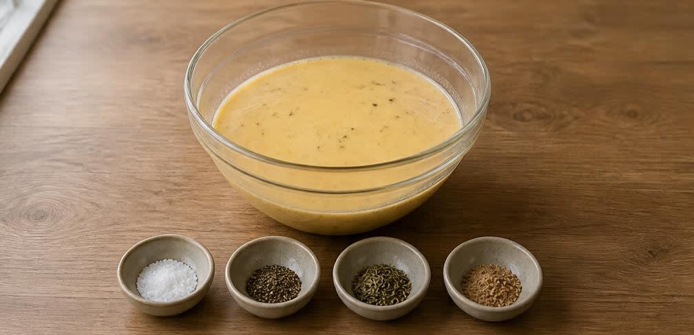 Quiche Lorraine mit Vollei – Zubereitung Schritt für Schritt – Eier-Sahne-Guss herstellen