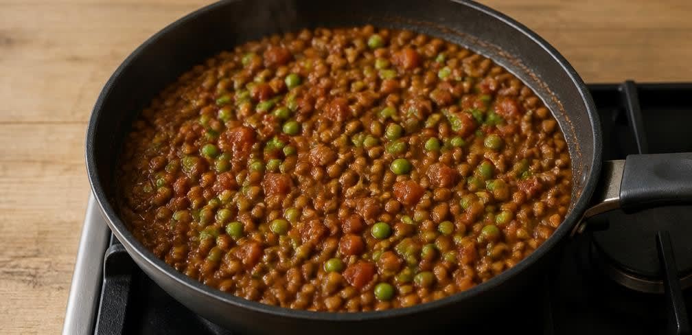 Linsen-Gärtnerin-Auflauf – Zubereitung Schritt für Schritt – Linsenfüllung abschmecken