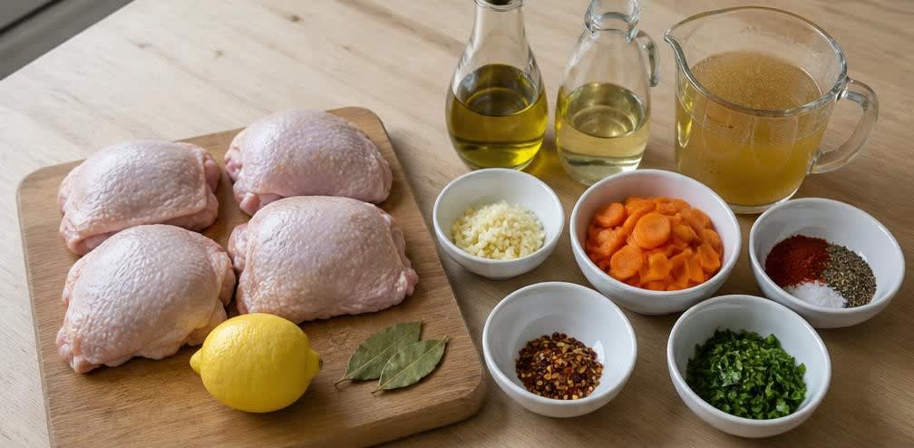 Portugiesisches Knoblauch-Hähnchen mit Zitronen-Olivenöl-Soße – Zutaten