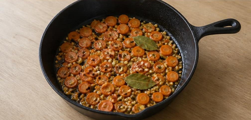 Portugiesisches Knoblauch-Hähnchen mit Zitronen-Olivenöl-Soße – Zubereitung Schritt für Schritt – Aromaten anschwitzen