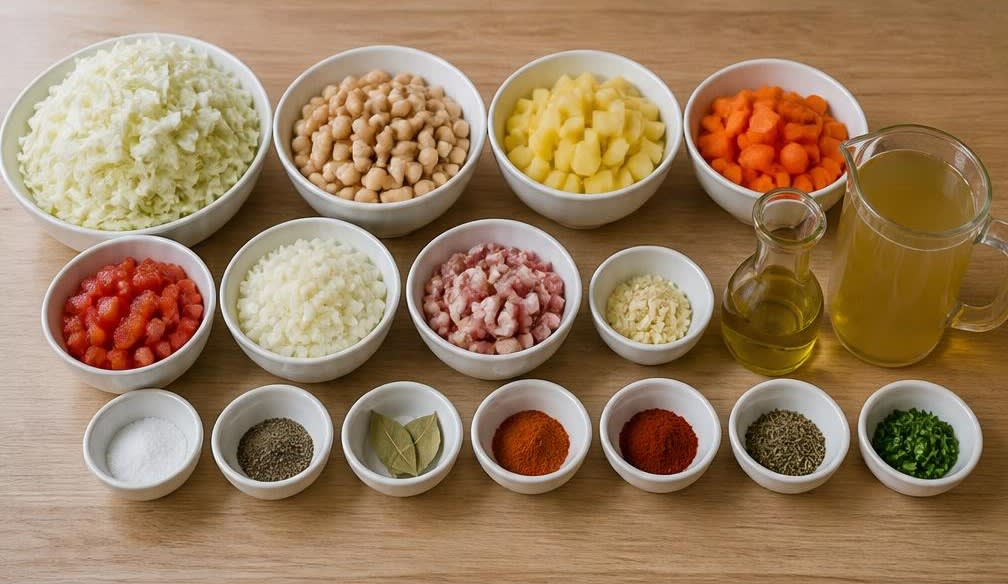 Portugiesischer Weißkohl-Bohnen-Eintopf mit Speck – Zutaten