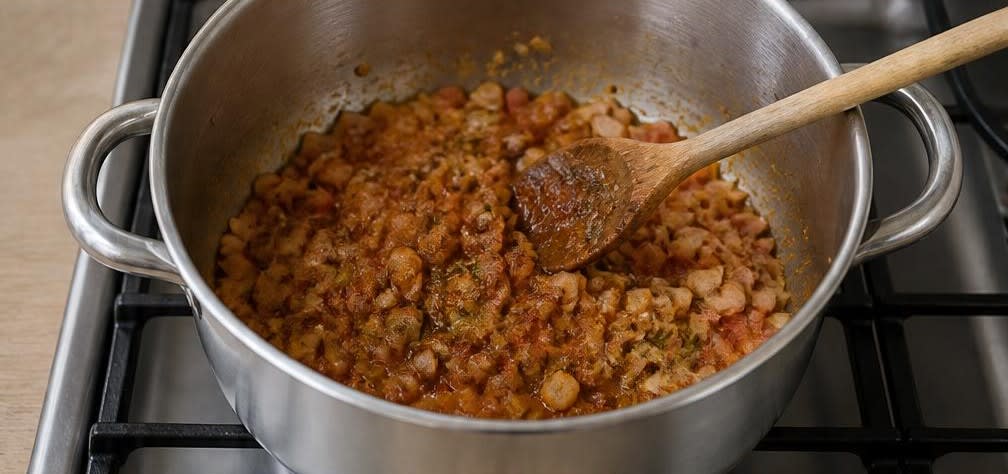Portugiesischer Weißkohl-Bohnen-Eintopf mit Speck – Zubereitung Schritt für Schritt – Gewürze mitrösten