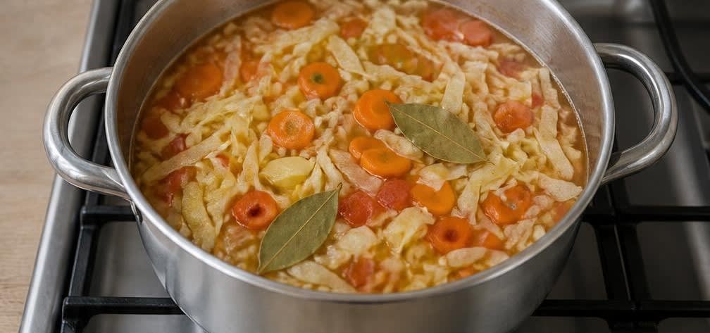 Portugiesischer Weißkohl-Bohnen-Eintopf mit Speck – Zubereitung Schritt für Schritt – Eintopf aufsetzen