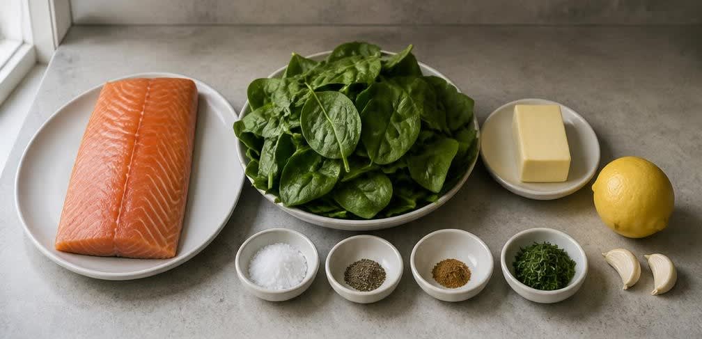 Gedämpfter Lachs auf feinem Blattspinat mit Zitronenbutter – Zutaten