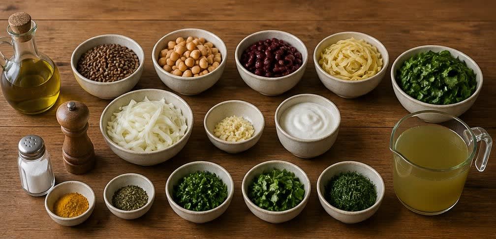 Ash-e Reshteh, Persische Kräuter- und Hülsenfrüchtesuppe – Zutaten