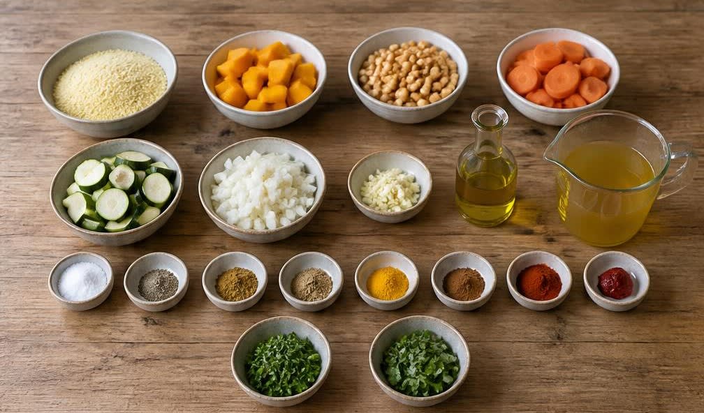 Marokkanischer Couscous mit Kürbis und Kichererbsen – Zutaten