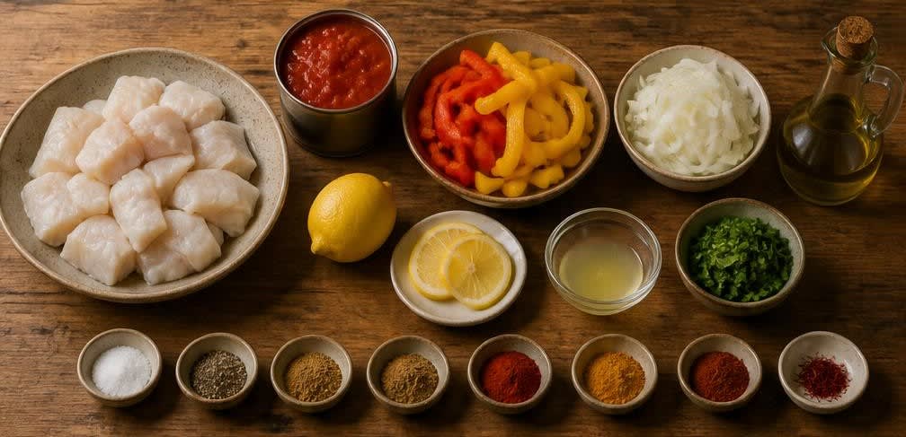 Marokkanische Fisch-Tajine mit Tomaten und Paprika – Zutaten