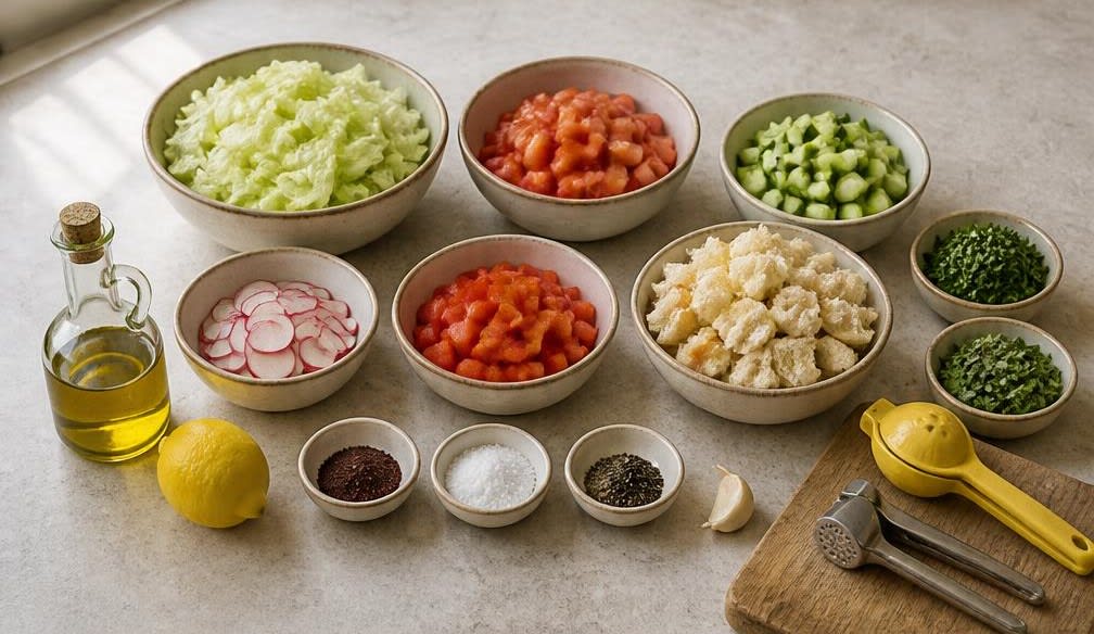 Knuspriger libanesischer Fattoush mit Olivenöl-Dressing – Zutaten
