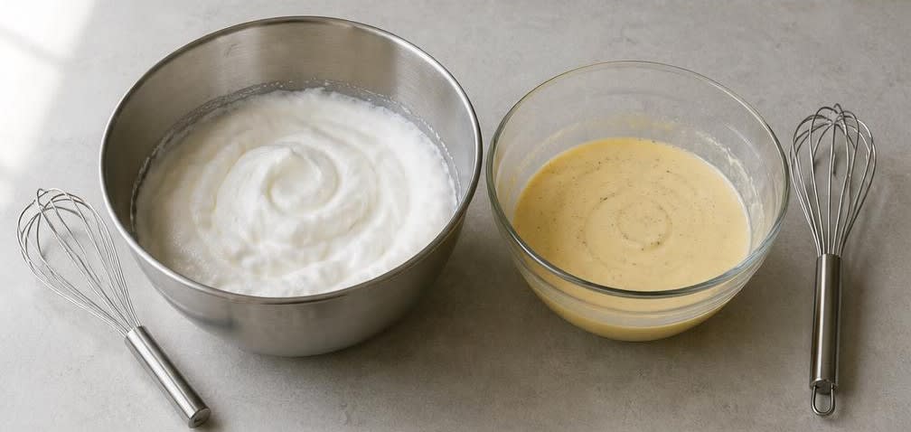 Tres Leches aus Frischmilch – Zubereitung Schritt für Schritt – Eischnee und Eigelbmasse herstellen