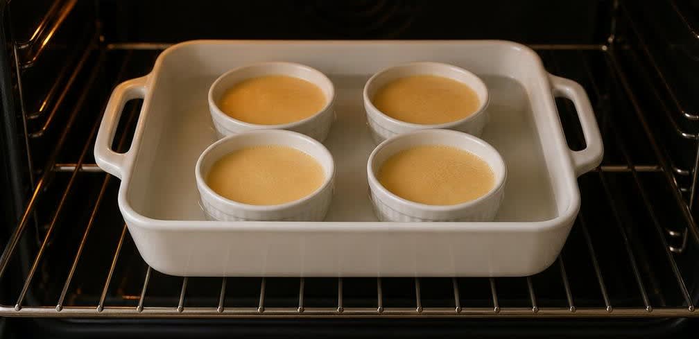 Spanischer Flan mit echtem Karamell – Zubereitung Schritt für Schritt – Im Ofen stocken lassen