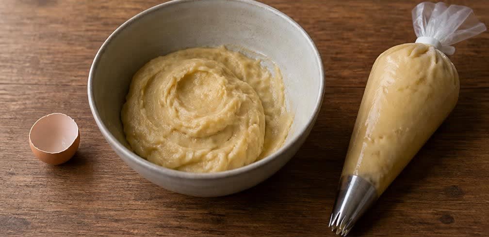 Spanische Churros mit dunkler Schokoladensauce – Zubereitung Schritt für Schritt – Brandteig fertigstellen