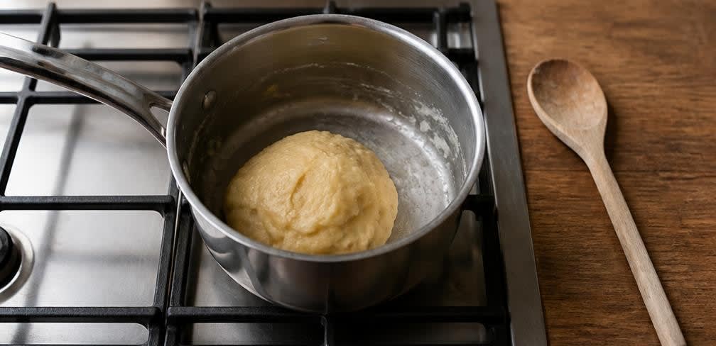 Spanische Churros mit dunkler Schokoladensauce – Zubereitung Schritt für Schritt – Brandteig kochen
