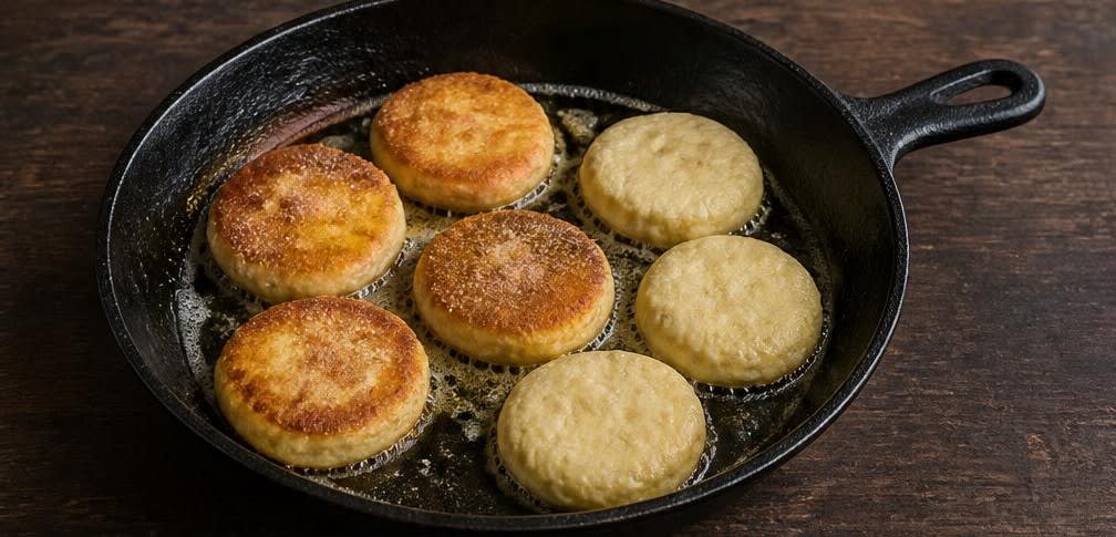 Sächsische Quarkkeulchen mit Zimt und Zucker – Zubereitung Schritt für Schritt – Keulchen ausbacken