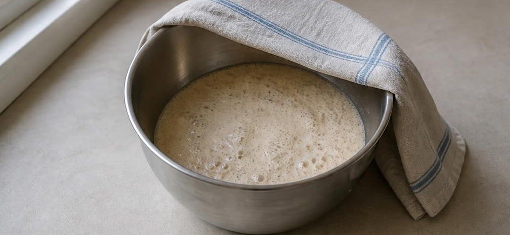 Klassischer Bienenstich mit Hefeansatz und Mandelkruste – Zubereitung Schritt für Schritt – Hefeansatz herstellen