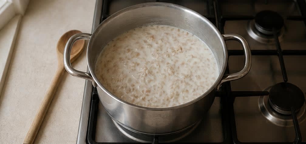 Klassischer Milchreis aus unpoliertem Vollkornreis – Zubereitung Schritt für Schritt – Reis einrühren