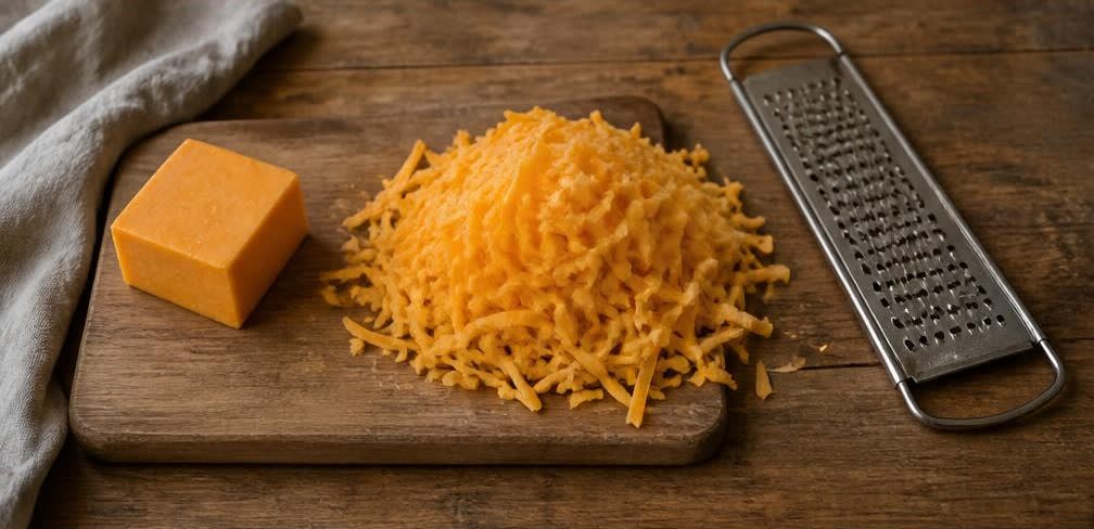 Knusprige Cheddar-Käsecracker – Zubereitung Schritt für Schritt – Cheddar reiben