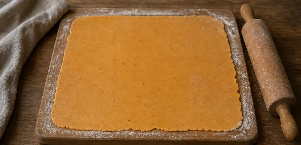 Knusprige Cheddar-Käsecracker – Zubereitung Schritt für Schritt – Teig ausrollen