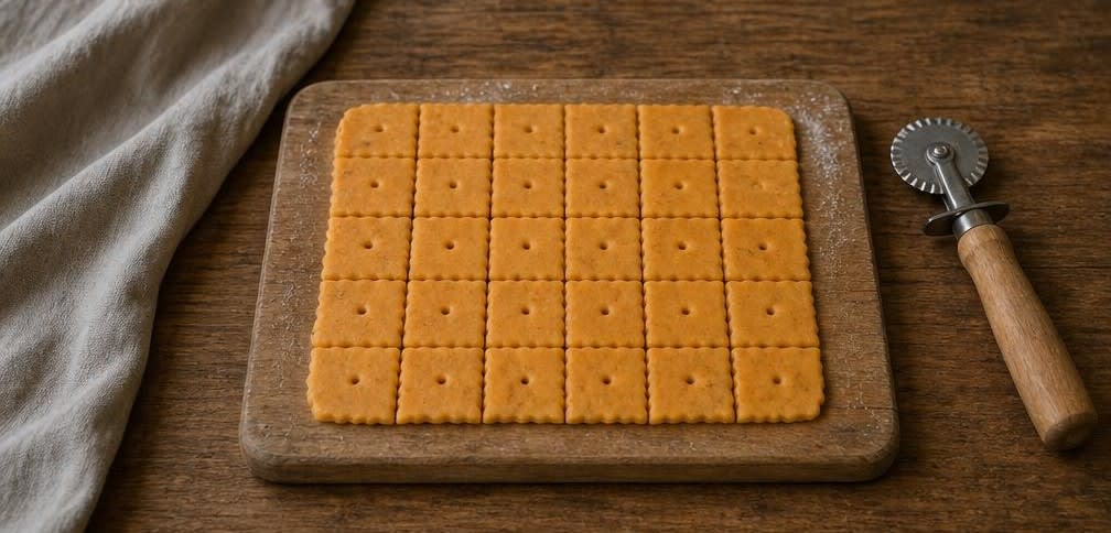 Knusprige Cheddar-Käsecracker – Zubereitung Schritt für Schritt – Cracker formen