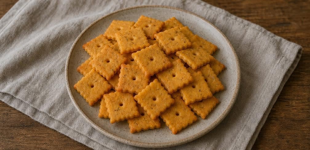 Knusprige Cheddar-Käsecracker – Zubereitung Schritt für Schritt – Anrichten