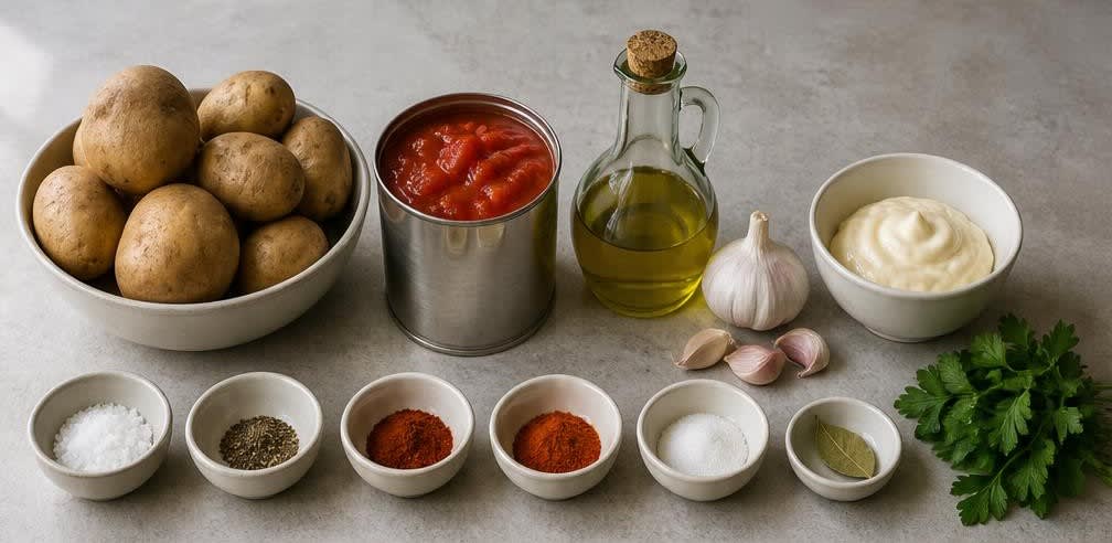 Patatas Bravas mit pikanter Tomatensauce und Aioli – Zutaten