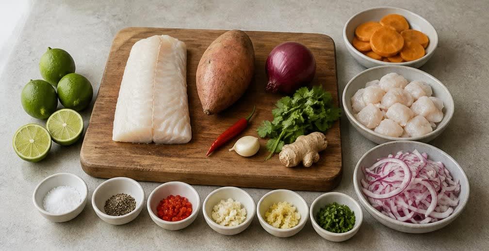 Peruanisches Kabeljau-Ceviche mit reichlich Limette – Zutaten