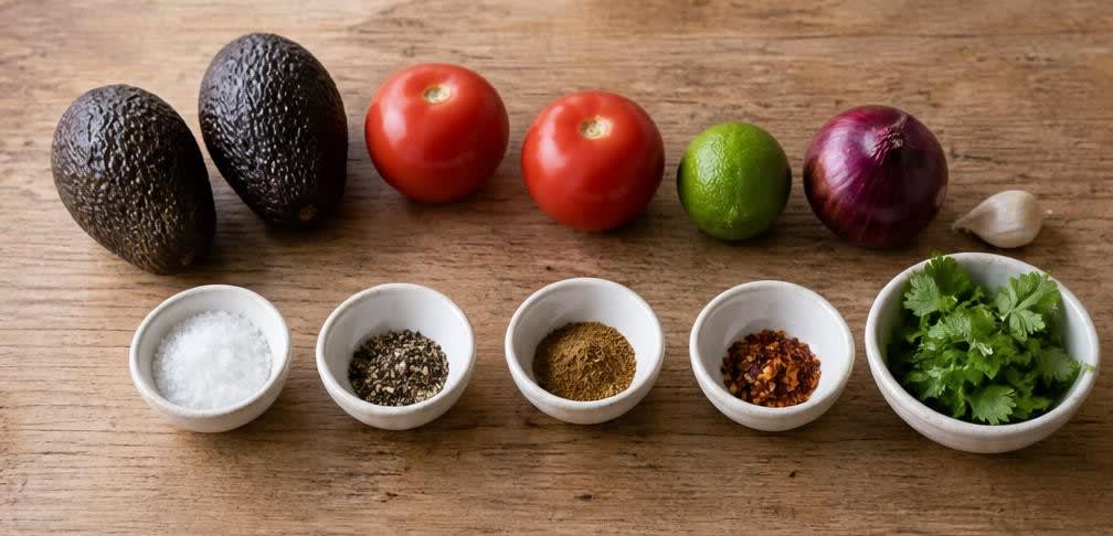 Cremige Guacamole mit frischen Tomatenwürfeln – Zutaten