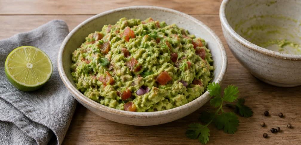Cremige Guacamole mit frischen Tomatenwürfeln – Zubereitung Schritt für Schritt – Guacamole fertigstellen und anrichten