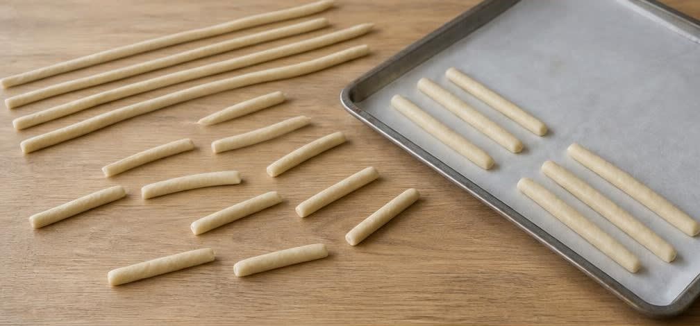 Knusprige Laugen-Salzstangen selbst gebacken – Zubereitung Schritt für Schritt – Teigstränge formen