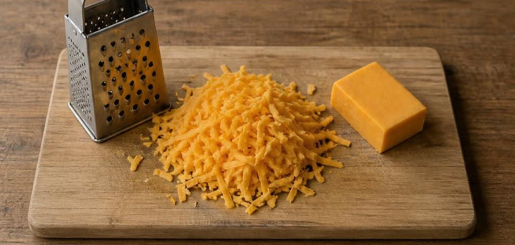 Mexikanischer Breakfast Burrito mit Rührei und frisch geriebenem Cheddar – Zubereitung Schritt für Schritt – Cheddar raspeln