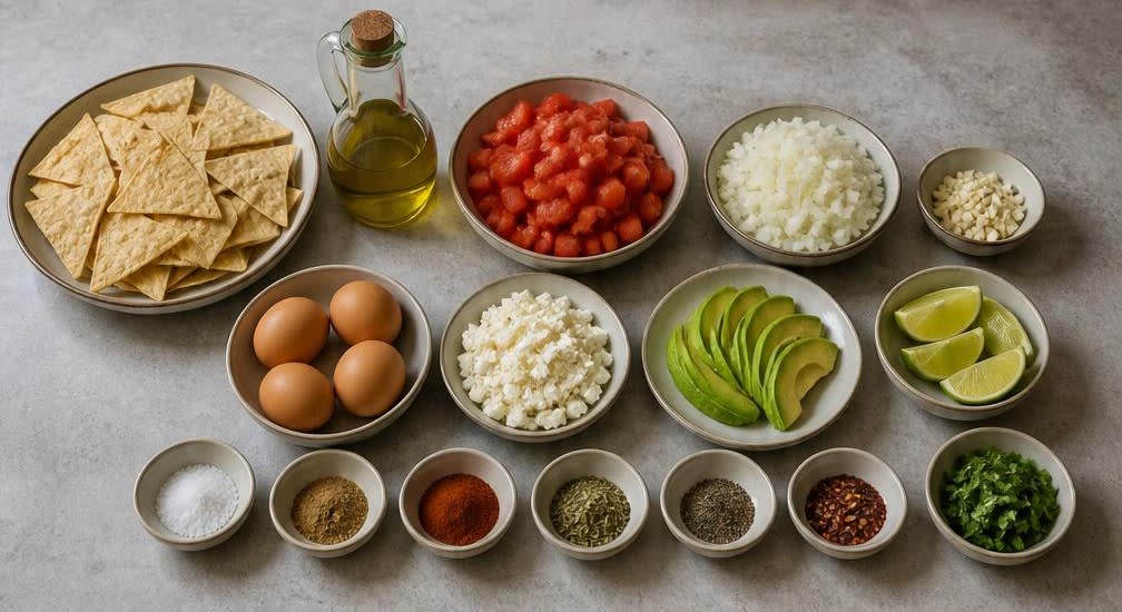 Chilaquiles mit selbst gebackenen Maistortilla-Chips – Zutaten