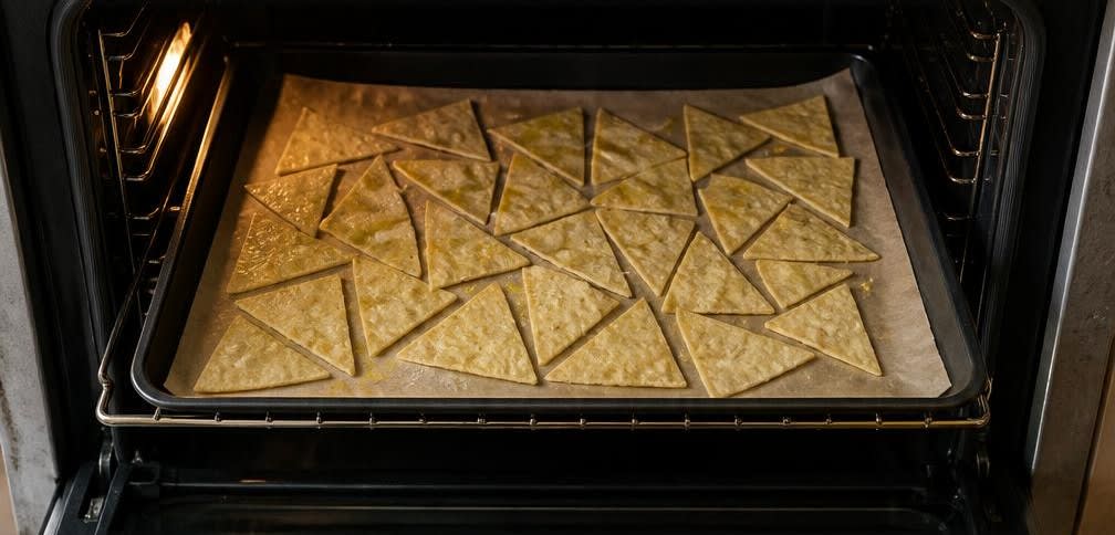 Chilaquiles mit selbst gebackenen Maistortilla-Chips – Zubereitung Schritt für Schritt – Tortillas backen