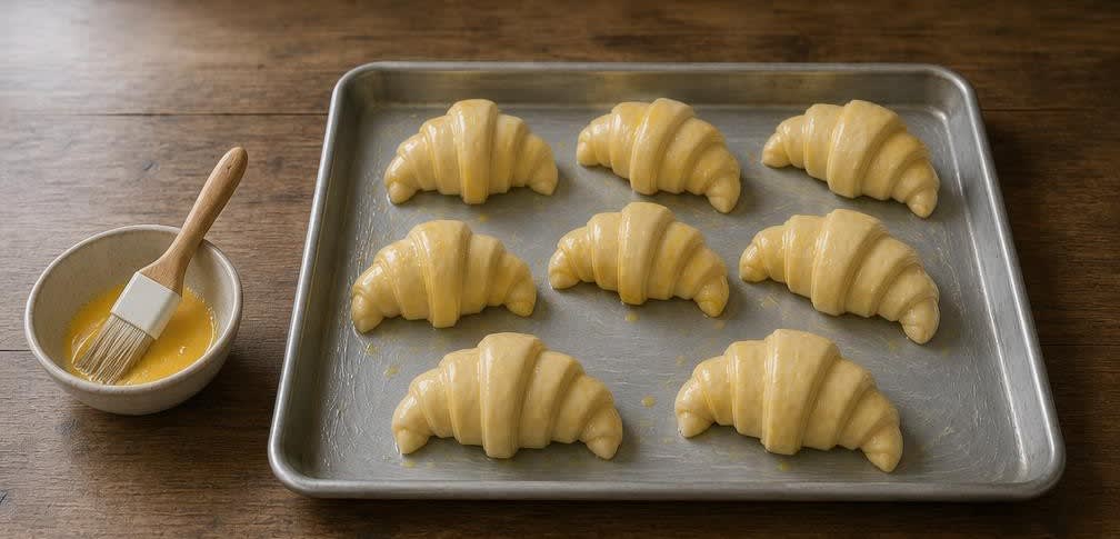 Französische Butter-Croissants mit klassischer Tourierung – Zubereitung Schritt für Schritt – Croissants formen und gehen lassen