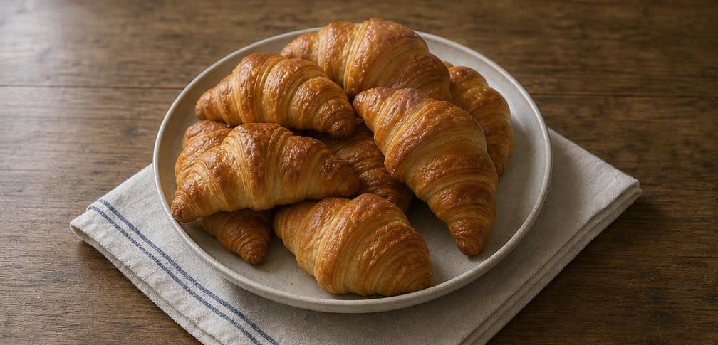 Französische Butter-Croissants mit klassischer Tourierung – Zubereitung Schritt für Schritt – Anrichten