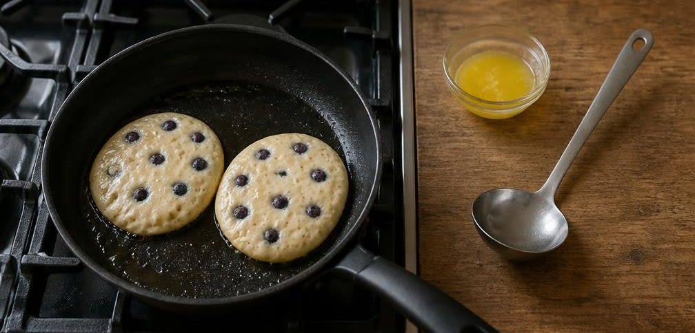 Fluffige Pancakes aus ungebleichtem Mehl mit Ahornsirup – Zubereitung Schritt für Schritt – Pancakes ausbacken