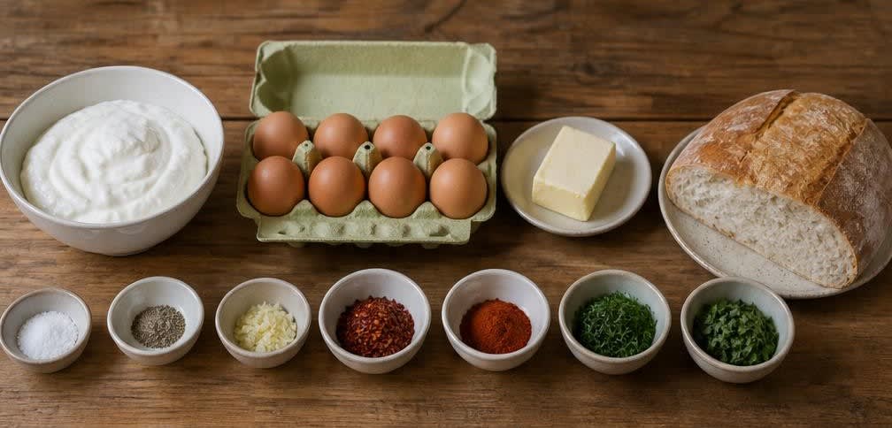 Çılbır, türkische pochierte Eier auf Knoblauch-Joghurt – Zutaten