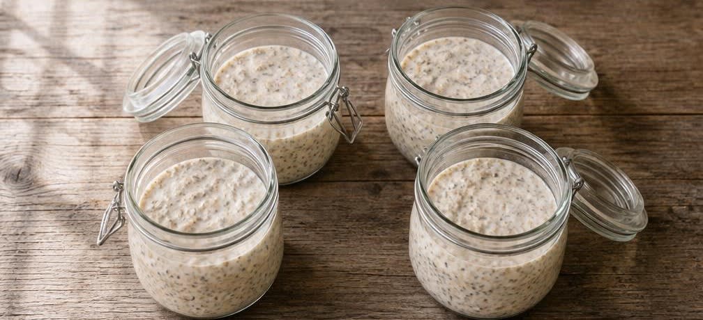 Dicke Overnight Oats mit Beeren – Zubereitung Schritt für Schritt – Oats abfüllen