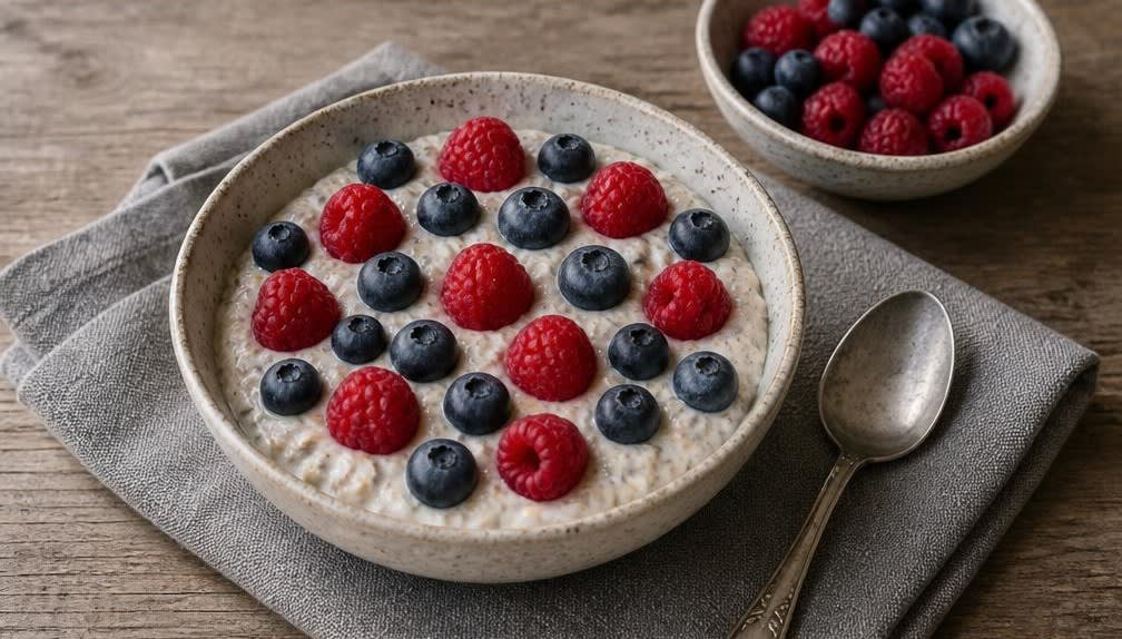 Dicke Overnight Oats mit Beeren – Zubereitung Schritt für Schritt – Anrichten