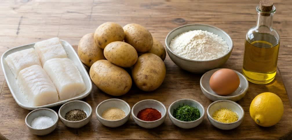 Knusprige Fish and Chips zu Hause frittiert – Zutaten