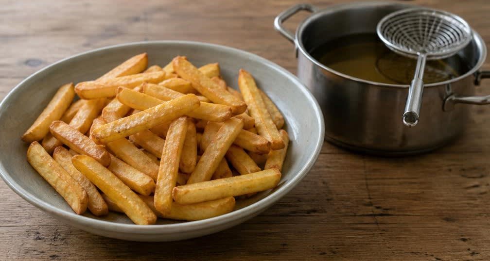 Knusprige Fish and Chips zu Hause frittiert – Zubereitung Schritt für Schritt – Kartoffeln fertig frittieren