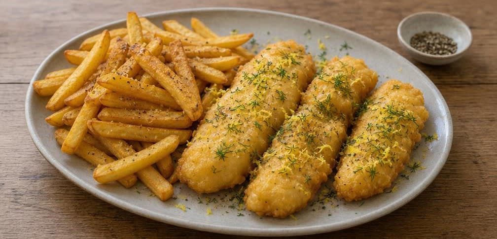 Knusprige Fish and Chips zu Hause frittiert – Zubereitung Schritt für Schritt – Anrichten