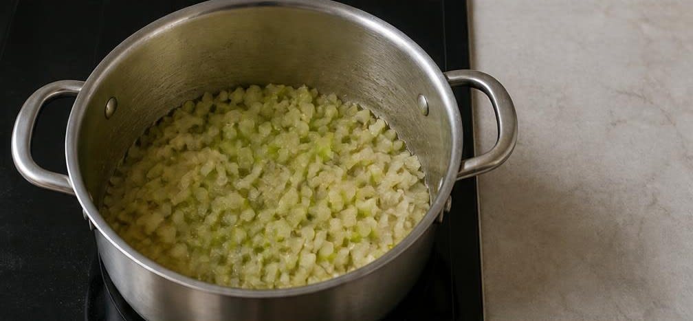Cremiger New England Chowder mit nicht homogenisierter Sahne – Zubereitung Schritt für Schritt – Gemüse andünsten