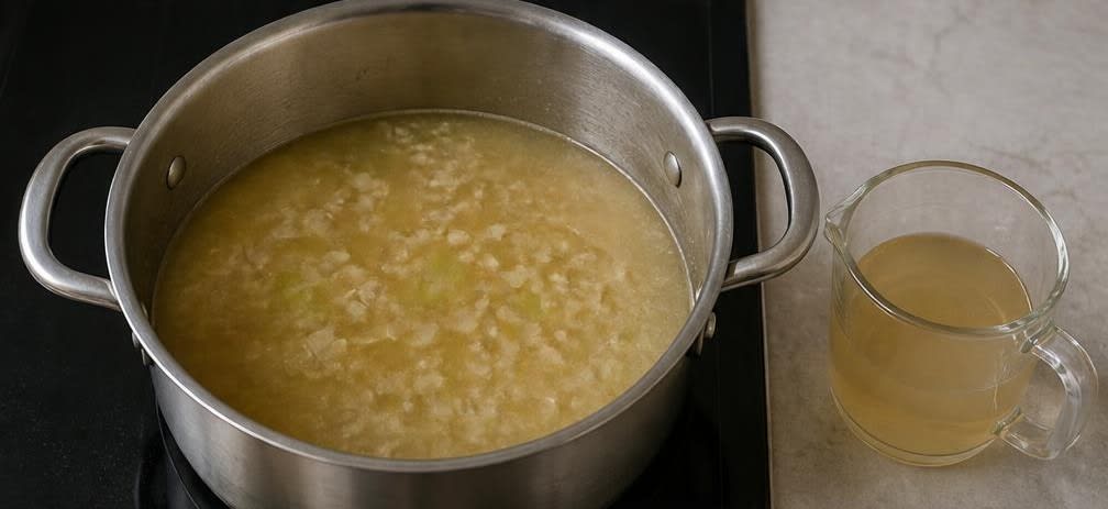 Cremiger New England Chowder mit nicht homogenisierter Sahne – Zubereitung Schritt für Schritt – Ablöschen und aufgießen