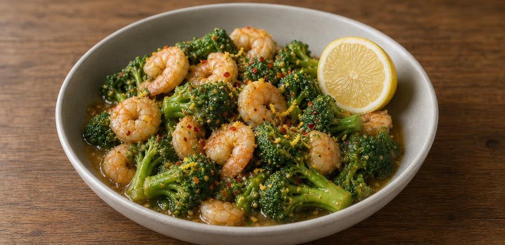 Garnelen mit Brokkoli und Knoblauch – Zubereitung Schritt für Schritt – Anrichten