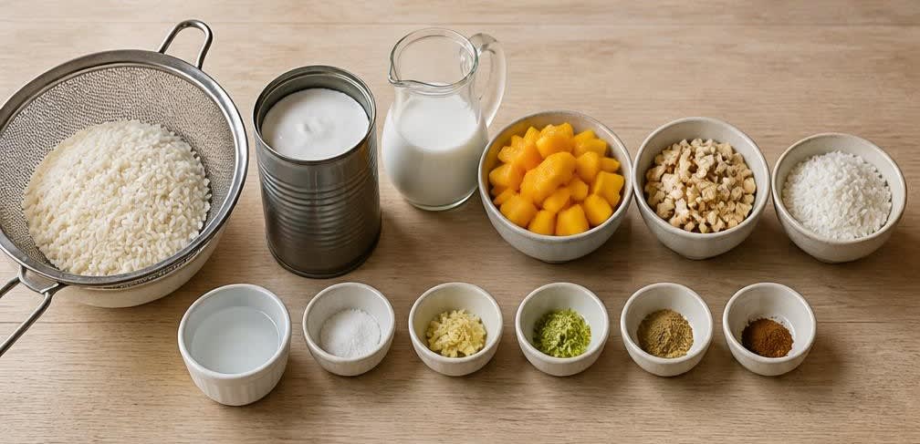 Cremiges Thai-Reis-Müsli mit Mango und gerösteten Cashews – Zutaten