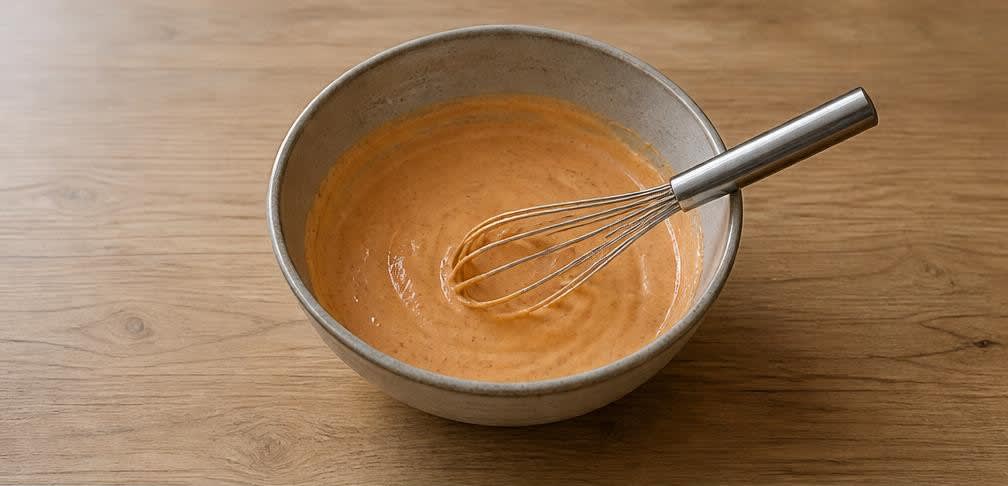 Smash Burger aus grob gewolftem Rind mit Cheddar – Zubereitung Schritt für Schritt – Burgersauce herstellen